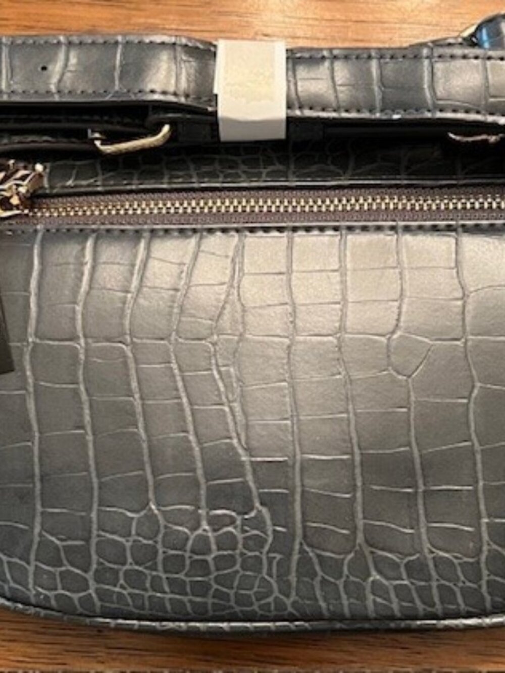 Bebe Josephine Faux Crocodile Convertible Sling / Fanny Pack Grey MSRP $89